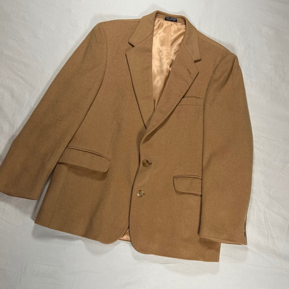Jeffrey Allen‎ Mens Camel Hair Blend Blazer Sport Coat Tan Italian Fabric 42R